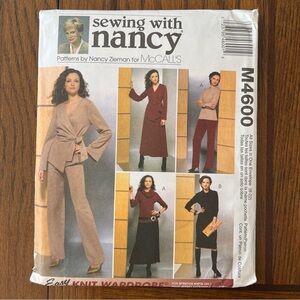 McCalls Sewing Pattern Nancy Zieman M4600 8-22 Jacket Dress Pants Skirt Top Cowl